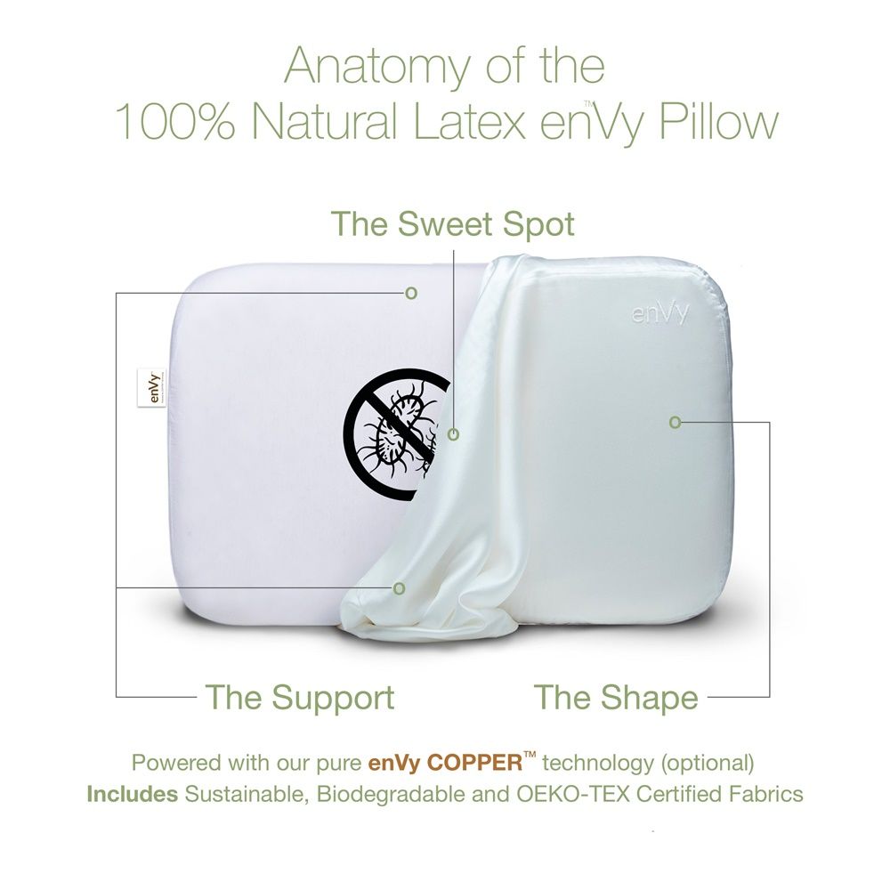 enVy SILK Covered COPPER powered Natural Latex Anti Aging Pillow