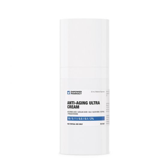 Anti-Aging Ultra Cream (Ascorbic Acid / Azelaic Acid / ALA / Aloe Vera / Estriol / Progesterone) 10/5/1/ 0.5/0.1/2%
