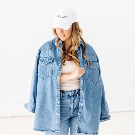 Fine Line Baseball Hat - White
