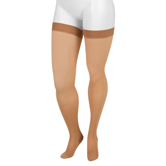 Juzo Basic 20-30 mmHg Open Toe Thigh High Compression Stockings with Silicone Border
