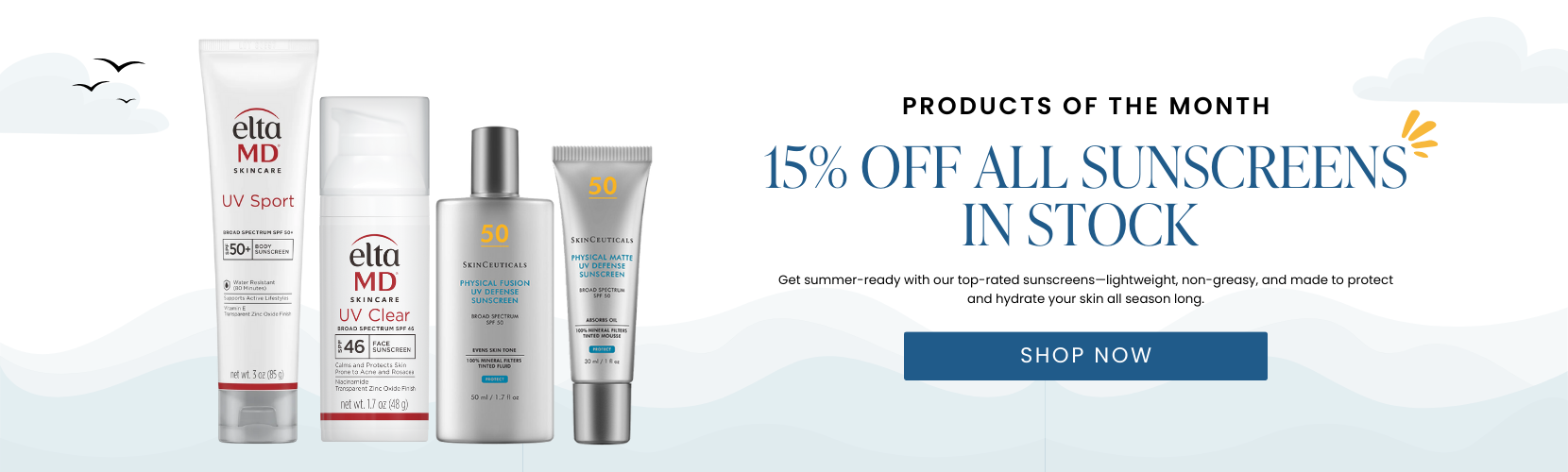 15% OFF All Sunscreen in Stock