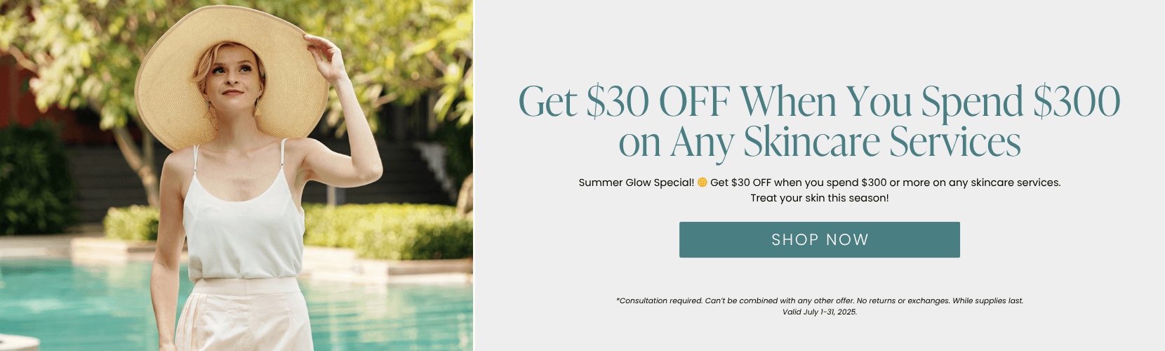 Get $30 OFF When You Spend $300 on Any Skincare Services